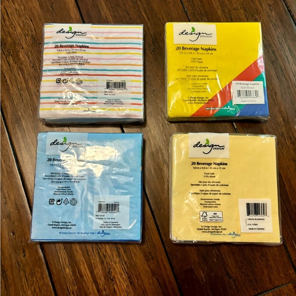 Design Design Lot of 4 packs bar cocktail beverage napkins funny biodegradable - Picture 2 of 4